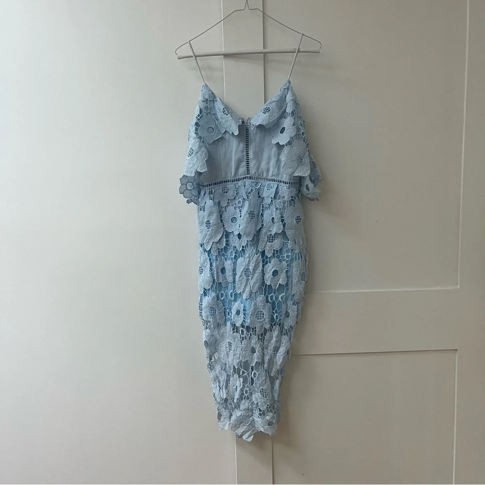 Missguided Strappy Frill Lace Midi Dress in Light Blue in Size 4 - Picture 3 of 3